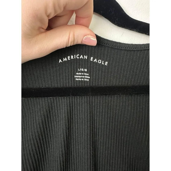 AMERICAN EAGLE BLACK BODYSUIT WITH SNAPS LONG-SLEEVE SZ LARGE #1038 - Picture 5 of 7